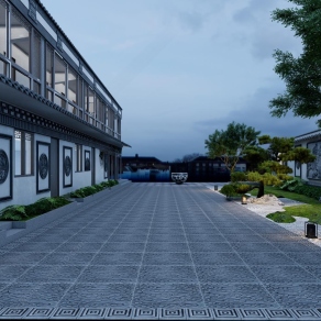 新中式庭院景观3D模型下载